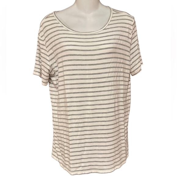 Piko 1988 Womens Size Small Gray and White Round Neck Short Sleeve Top - Picture 1 of 3